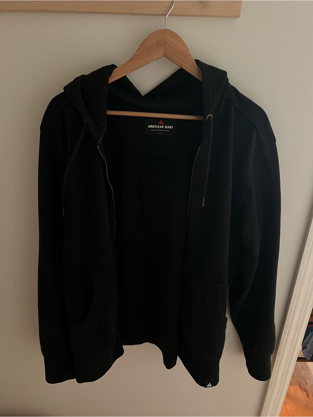 American Giant Black Full-Zip Hooded Sweatshirt